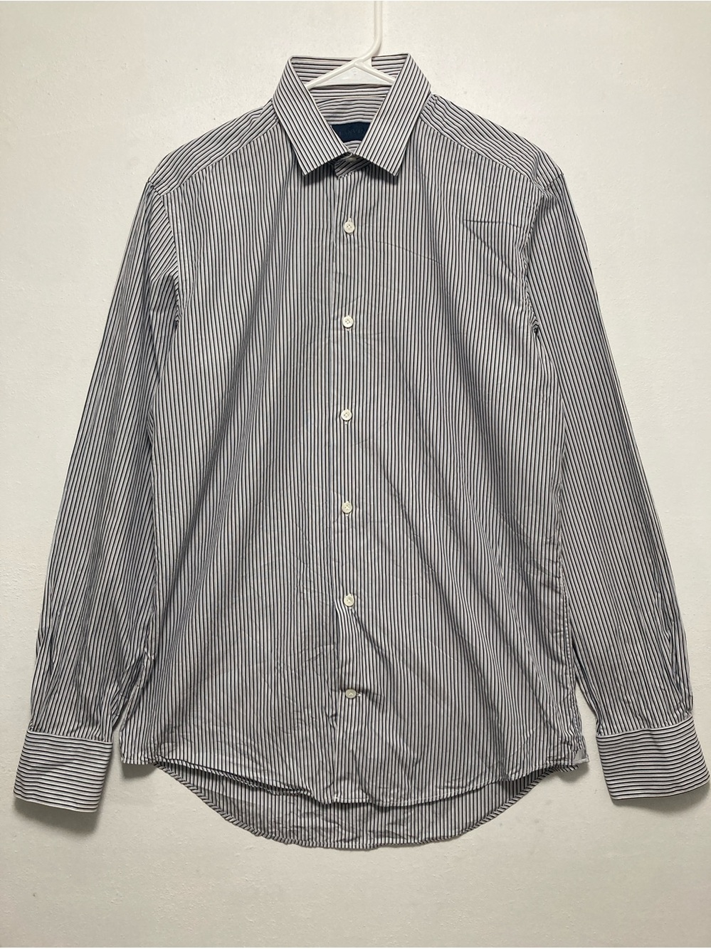 LANVIN Paris Made In Italy Multi Stripe 100% Cotton Dress Shirt Size 39 15.5